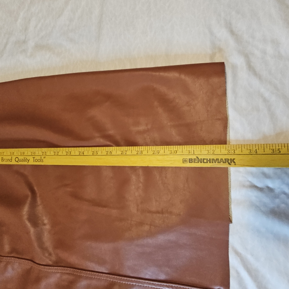 Torrid Pleather Midi Skirt Front Slit SZ 24 Brown - Picture 9 of 10